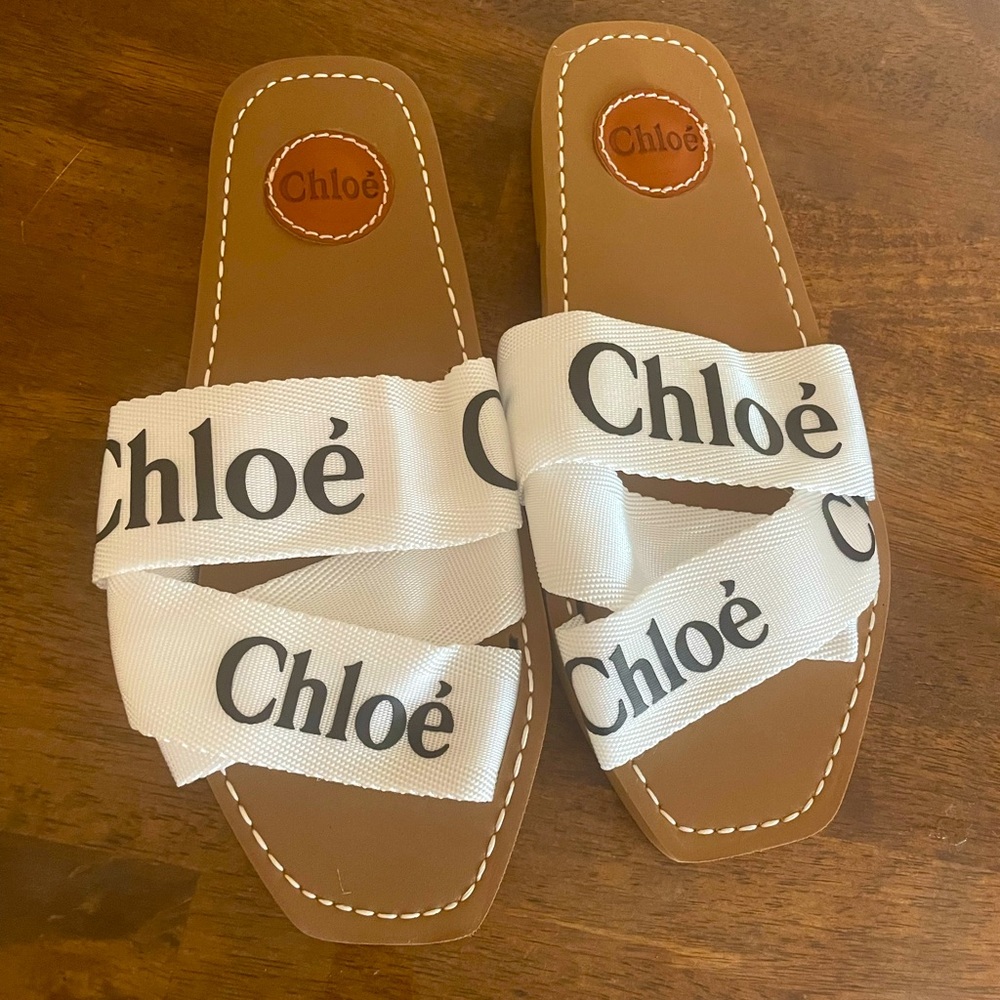 Chloe Woody Flat Mule Sandal Slides